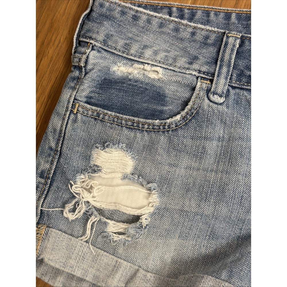 Abercrombie Girls Sz 14 Lowrise Destroyed Jeans Shorts EUC Lt Wash Denim - Picture 4 of 6